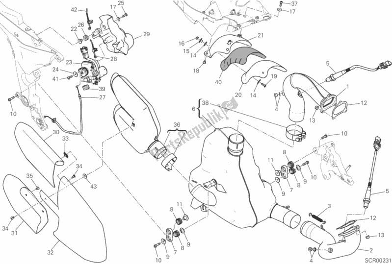 All parts for the Exhaust System of the Ducati Multistrada 1200 S Touring 2016